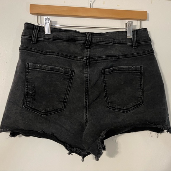 High Rise Black Jean Shorts. Size 12. - Picture 2 of 2